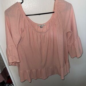 Zara Pink Ruffled 3/4 Sleeve Blouse